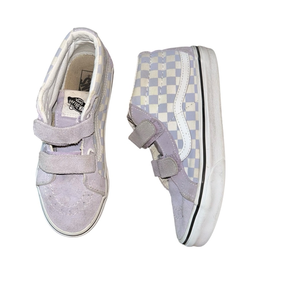 Vans Kids Sk8 Mid Reissue Sneakers Purple White Checked Kids Size 2.5